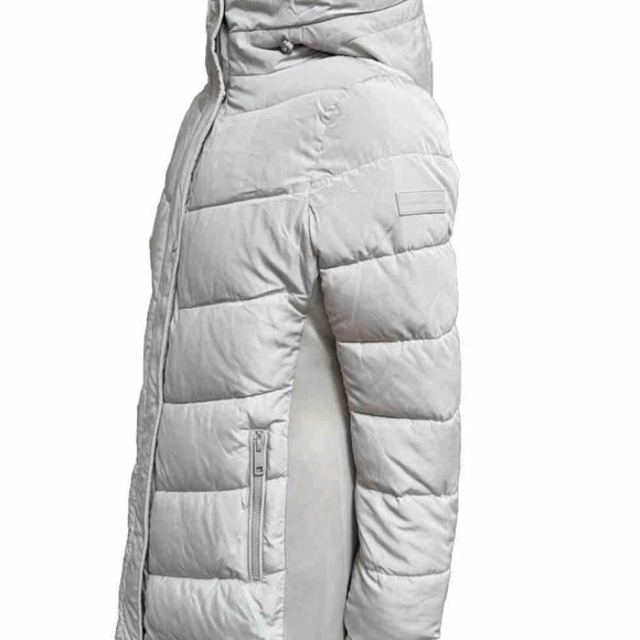 Andrew Marc Beige Winter Puffer Long Coat Jacket Hooded Faux Fur L Large Women - Picture 4 of 6